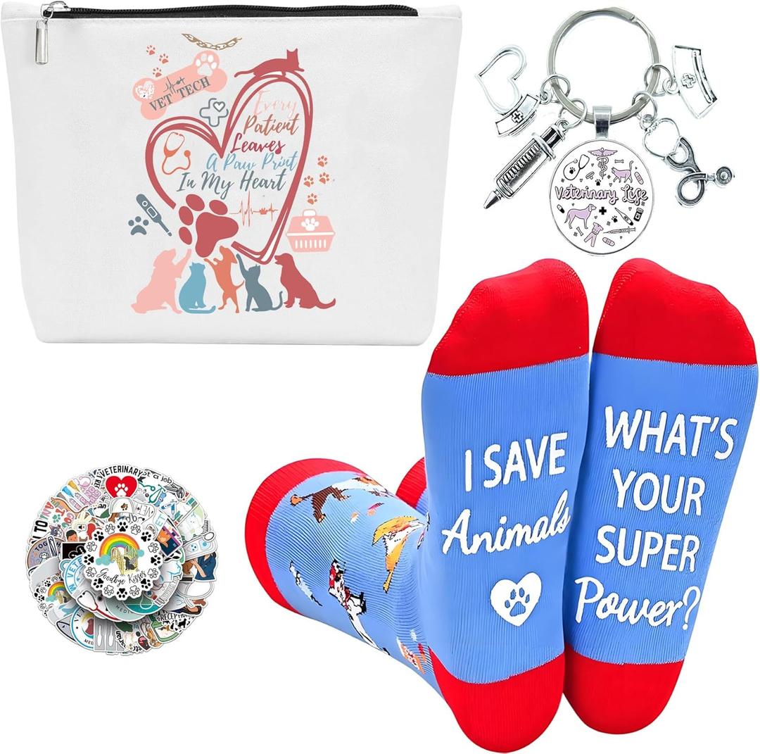 4pcs Gifts Set For Women,Lady Birthday Present With Funny Novelty Socks For Dentist, Catholic,Veterinarian,Baker