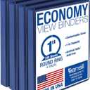Samsill 1 Inch 3 Ring Binders, Economy Round Ring, Clear View Cover, 200 Sheet Capacity - for School, Home, Office - Blue, 4 Pack