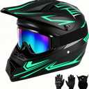 SPARK DOT Certified Youth Motocross Helmet Kids Dirt Bike Helmets - Full Face, Lightweight & Breathable for Off-Road E-Bike BMX MX ATV (with Gloves Goggles Mask) 4Pcs Set Medium