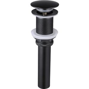 KES Bathroom Sink Drain Without Overflow Vessel Sink Lavatory Vanity Pop Up Drain Stopper Matte Black, All Metal Rustproof Brass and 304 Stainless Steel, S2008D-BK