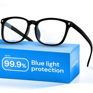 Gaoye Blue Light Blocking Glasses - Anti UV Ray Computer Gaming Glasses, Blue Blockers Glasses For Women/Men (Medium, Light Black)