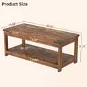 Homieasy 43.3 Rectangular Coffee Table with Storage Shelf, Farmhouse Wood Center Table for Living Room, Modern Black Tea Table with Open Shelf, Rustic Brown