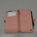 Defencase Compatible with iPhone 17 Pro Case Wallet with RFID Blocking Card Holder for Women Men, Fashion PU Leather Magnetic Snap Flip Zipper Strap Wallet Phone Case for iPhone 17 Pro 6.3", Rose Pink