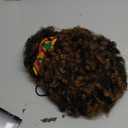 LEOSA Short Afro Kinky Curly Wigs for Black Women Natural Black Curly Headband with Bangs Synthetic Curly Wigs with Head Wrap 2 in 1 for Women Curly Full Scarf Wigs