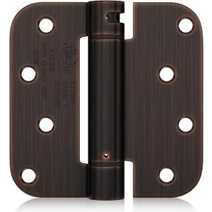 Haidms Self Closing Door Hinges 3 Pack Oil Rubbed Bronze Spring Loaded Hinges 4 Inch with 5/8" Radius Corner Adjustable Tension for Garage Exterior Door (Oil Rubbed Bronze-5/8")