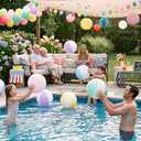 MiniInflat 12 Pcs 12 Inch Inflatable Beach Balls Bulk Jumbo Pastel Inflatable Decorated Ball with Macaron Color PVC Party Ornaments for Adults Kids Summer Birthday Party Decoration (Multicolor)