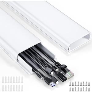 Delamu Cord Hider, 62.8in Cord Covers for 6-8 Wires on Wall, Cable Hider Cable Management, Wire Hiders for TV on Wall, Wire Covers for Cords, Cable Cover Wall, 4X L15.7 W2.36 H0.75in, White