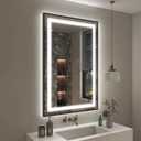 OKPAL 24x36 Black LED Mirror for Bathroom, Lighted Bathroom Mirror with Lights, Frontlit & Backlit Lighted Vanity Mirror, Anti-Fog, Dimmable, Memory, Shatterproof, Horizontal/Vertical