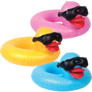 GAME Inflatable Rubber Pool Float Tube - Derby Duck Design, Pack of 3, for Kids Aged 3+, Withstand Weight up to 70 lbs, Small