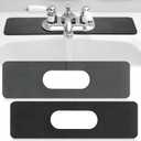 Tioncy 2 Pcs Faucet Mat Sink Splash Guard Oval-hole Oval Splash Pad for Kitchen Sink Oval Base Diatomite Faucet Mat for Bathroom Absorbent Mat Splatter Screens(Dark Gray, Black)