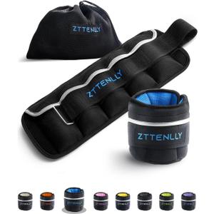 Adjustable Ankle Weights 1-5/10/15/20LBS Pair with Carry Bag - Breathable Fabrics, Reflective Trim - Strength Training Leg Wrist Arm Ankle Walking Weights Sets for Women Men Kids (Blue)