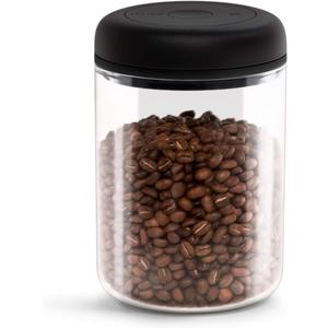Fellow Atmos Vacuum Coffee Canister & Food Storage Container - 1.2 Liter Canister holds up to 16 oz of Coffee Beans - Airtight Food Storage Containers - Coffee Containers - 1.2 Liter - Clear Glass