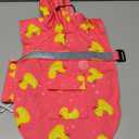 DELIFUR Large Dog Raincoat- Waterproof Dog Rain Poncho Adjustable Double Layer Rain Jacket with Hood for Medium Large Dogs Designed with Leash Hole Reflective Strip and Ducks (Pink Duck, Medium)