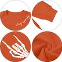 HEBBE Spooky Season Sweatshirts Halloween Ghost Sweatshirt Women - Halloween Graphic Crewneck Tops Casual Sweater (Orange, XXL)