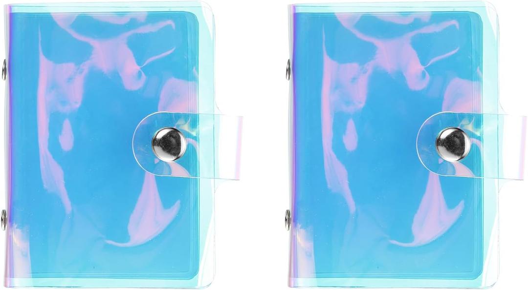 uxcell 2 Pcs Mini Photo Album, 36 Pockets 3x4 Portable Kpop Photocard Holder Credit Card Holder for Mini Camera Snap Instant Cameras Travel Photos Credit Cards, Laser Color