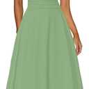 Kaximil Women's Square Neck Corset A Line Maxi Dress Ruffle Ruched Waist Flowy Long Dresses L