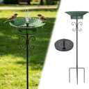 Bird Bath for Outside with Solar Fountain, 37" H Bird Baths with Stable Stake, Standing Bird Bath, Adjustable Height, Hummingbird Fountain for Garden Patio Yard Lawn Decor, Green