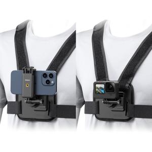 ULANZI CM028 Adjustable Chest Mount Harness - Vertical/Horizontal Switching for GoPro DJI Insta360 Action Cameras - Phone POV Chest Strap Mount Harness for iPhone Samsung Cameras
