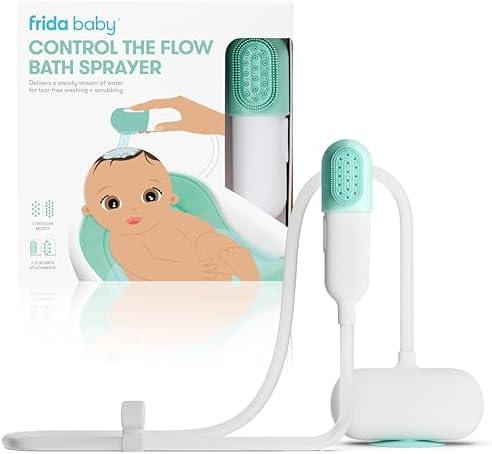 Frida Baby Control The Flow Bathtub Sprayer Attachment for Baby Bathtub, Shower Head with Scalp Massager, Control Waterflow with 2 Pressure Modes