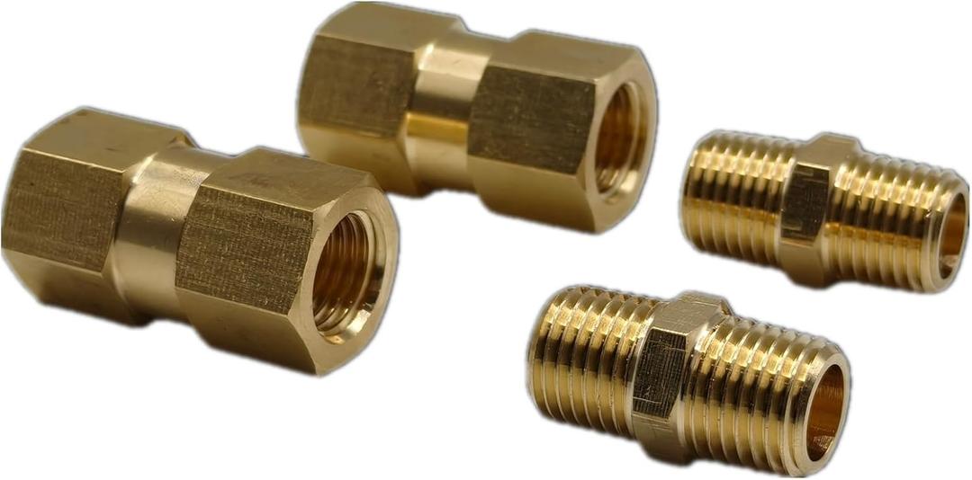 2-Pack Brass 1/4'' NPT 360 degree Swivel Air Hose Line Female Coupling Adapter with 1/4 inch MNPT Nipple Fittings for Air Compressor Pipe System