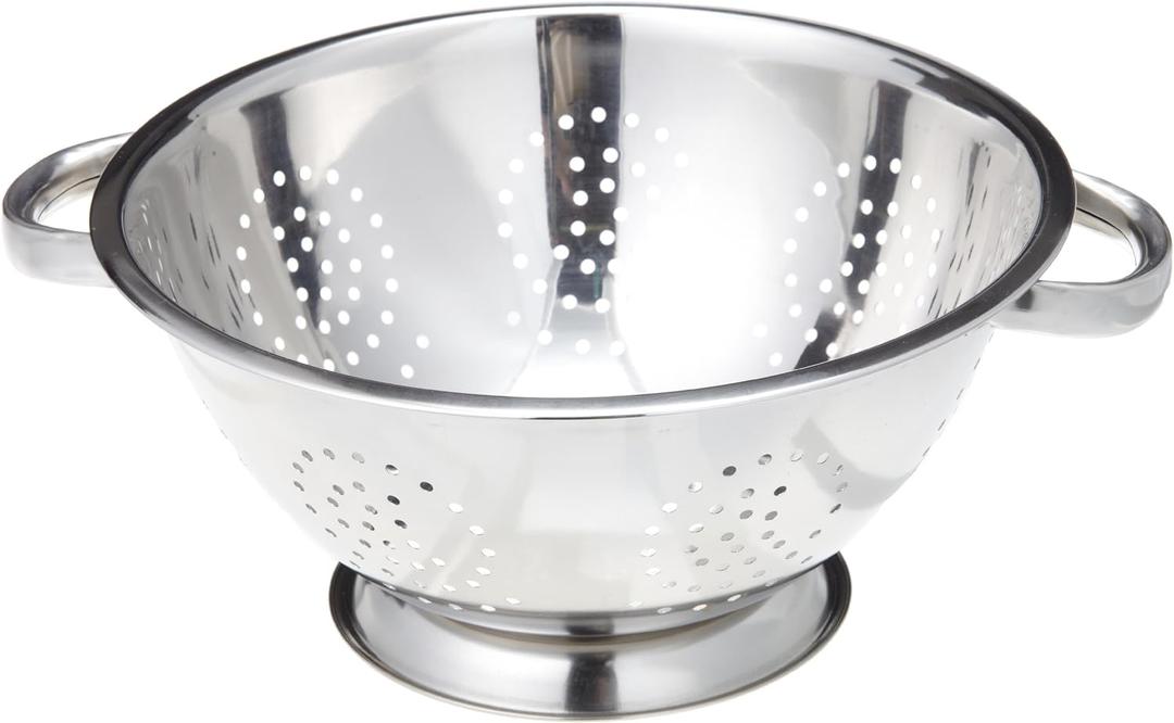 ExcelSteel Heavy Duty Handles and Self-draining Solid Ring Base Stainless Steel Colander, 5 Qt, Stainless (Pack of 1)