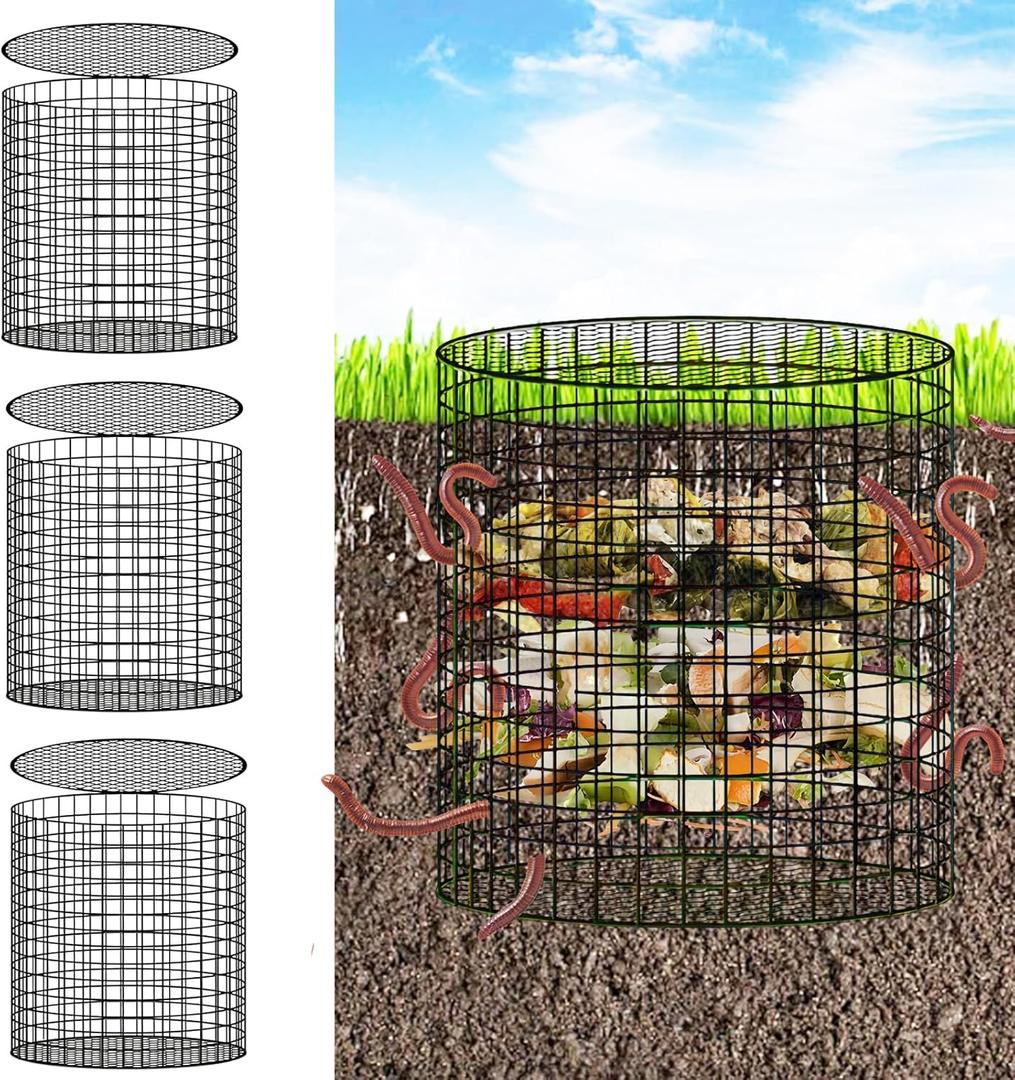 3 Pcs Detachable Worm Farm Compost Bins for Garden, Underground Worm Farms for Recycling Kitchen Food Waste(11.8x12.2 Inch)