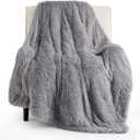 Bedsure Fuzzy Sherpa Faux Fur Twin Blanket Grey Cozy Gifts for Women Men, Soft Fleece Plush Warm Minky Thick Blanket Twin Size for Bed, Couch, Room Decor Dorm Essentials Grey Decor Gifts, 60x80
