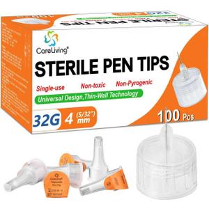 Pen Tips 32G x 4mm, Universal Fit, 100/bx, Sterile, Comfortable