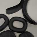 [4 in 1] Flower Engraved Silicone Case Cover for AirPods Max USB-C (2024), Anti-Scratch Sweat-Proof Ear Pad Case Cover/Ear Cups Cover/Headband Cover Accessories for AirPods Max Headphones (Black)