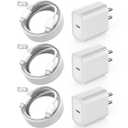 Fast USB C Charger Block,3Pack Long 6FT USBC to USBC Cable iPad Cord 20W iPhone 17 Pro Max Charger Travel Plug Fast Charging for iPhone 17/17 Air/17 Pro/16/16e/16 Pro/16Plus/15/15Pro/Pro Max/Plus,iPad