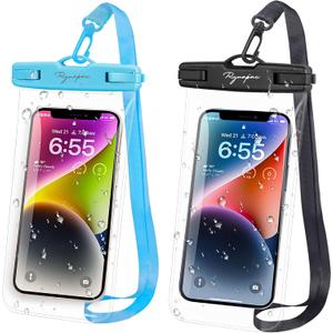 Waterproof Phone Pouch, IPX8 Waterproof Phone Case for iPhone 17/16/15/14 Pro Max, Cell Phone Dry Bag for Beach & Cruise Essentials, Touch Screen, Lanyard Included, 2 Pack (Fits Up to 8.9”)