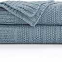Douceur Blue Throw Blanket for Bed, Soft Cozy Lightweight Stripe Pattern Knitted Throw Blanket for Sofa, Living Room Gift, 60"X80"