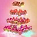 Cupcake Stand  Premium Holder Acrylic Tower Display Cady Bar Party Dcor 4 Tier for Pastry + LED Light String Ideal Weddings, Birthday(Colorful light)