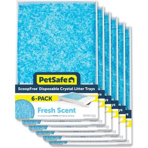 PetSafe ScoopFree Disposable Crystal Cat Litter Tray - Easy Cleaning Box - Refill Tray for Automatic Litter Box - Fresh Scent - 4.3 lb Bags - 6 Pack