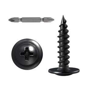 (250 pcs)#81" Black Truss Head Wood Screws Quick Metal Self Tapping Zinc Oxide