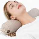 Buckwheat Pillow for Sleeping 3" x 16" Organic Cotton Adjustable Firm Cervical Roll Bolster Cylinder Recliner Neck Roll Pillow for Sleeping Pain Relief Round Neck Support Lumbar Bed Legs Back Yoga