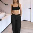 Lightweight Loose Pants for Women Casual Lounge Pants Athletic Joggers Yoga Pants with Pockets, Black,Size L