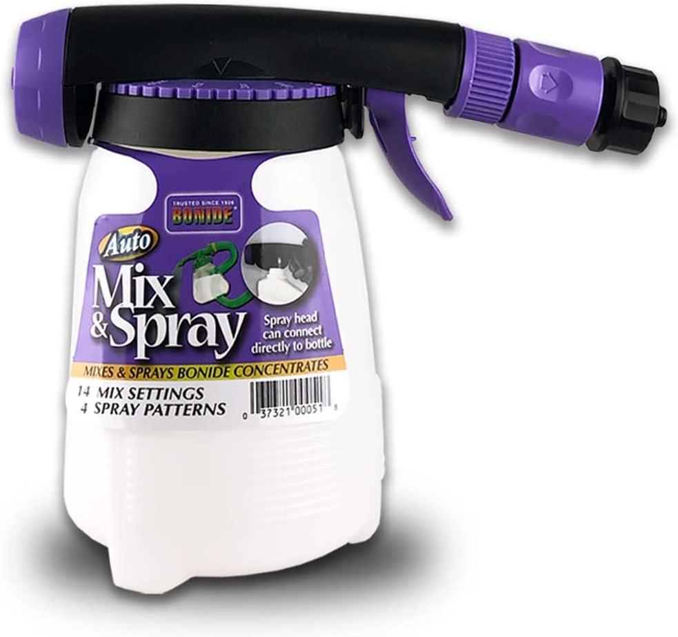 Bonide Auto Mix & Spray Hose End Sprayer for Weed and Insect Killer, Fungicide, Fertilizer with 14 Settings and 4 Spray Patterns