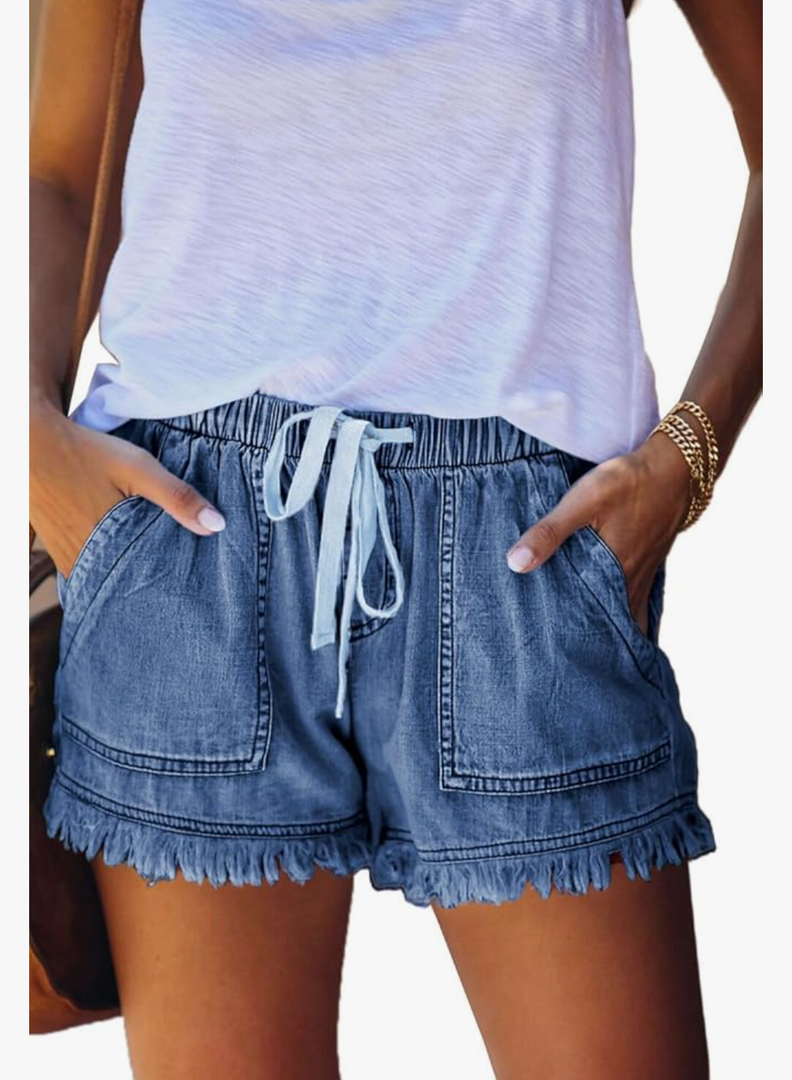 YOCUR Womens Lightweight Shorts Casual Baggy Trendy Hot Pants Elastic Waist Drawstring Comfy Shorts
Sii-XXL