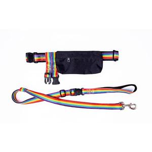 The Animal Shop Hand Free Dog Leash with Pouch, Waist Leash for Dog Walking, Dog Running Leash Hands Free Dog Leash for Small Dogs Medium or Large Pride Rainbow