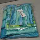 Teal Blue Green Bath Towel Set - 3 Piece Soft Absorbent Watercolor Sea Wave Striped (1 Bath, 1 Hand, 1 Washcloth) - Decorative for Bathroom, Shower, Hair, Face