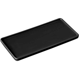 Ceramic Bathroom Sink Tray - Small Rectangle Kitchen Organizer for Jewelry, Towel, Candles, Soap, Perfume - Decoration for Tub, Restroom, Toilet - Small Black (7.9" x 3.5" x 1.2")