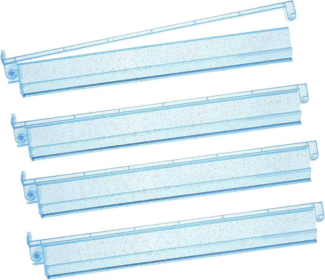 Mahjong Racks with Pushers 4PCS Set Majiang Tile Holder Acrylic Mahjong Racks Accessories and Gifts (Glitter Blue), Standard