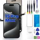 Genverdix for iPhone 15 Pro Max Screen Replacement, 6.7 inch 3D Touch LCD Display Full HD Repair kit, Digitizer Assembly with Tools Set, Tempered Glass, Waterproof Frame Adhesive