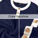 ZESICA Women's Fall Long Sleeve Bodycon Sweater Dress Crewneck Button Knit Color Block Party Mini Dresses (Blue, M)