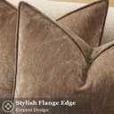 decorUhome Summer Couch Throw Pillow Covers 18x18 Set of 2, Decorative Soft Velvet Modern Cozy Chenille Pillow Cases with Elegant Design for Sofa Bed Living Room Home Decor, Brown