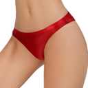 FEOYA Women Shiny Glossy Briefs Oil Low Rise Panties Seamless Sheer Bikini Thongs Underwear Cheeky Rave Club Party Bottoms (Red)