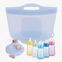 Palksky Large Silicone Microwave Steam Bags for Baby Bottles Reusable Silicone Steaming Bags for Breast Pump Parts Pacifiers Nipples Teethers Soother for Mom Home and Travel Blue