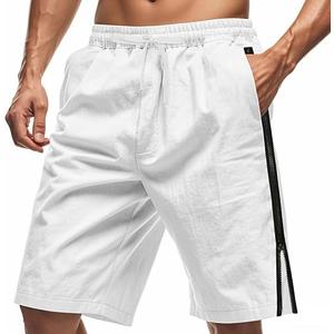 TRFIC Mens Casual Summer Beach Shorts Mens Gym Shorts Side Zipper Elastic Waist Drawstring Shorts with Pockets, L