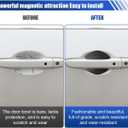 4PCS Car Door Handle Scratch Protector, Carbon Fiber Doors Handles Paint Cover Protective Film, Magnetic Door Handle Cup Protector, Universal Doors Bowl Traceless Sticker for Most Cars (Large)